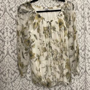 Italian Silk Sheer Floral Blouse Size Small ROSEMARINE made in Italy